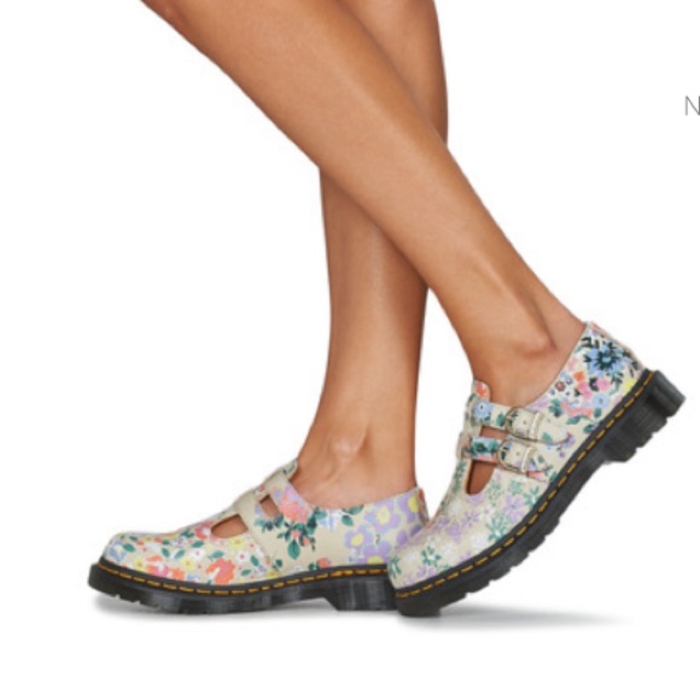 Dr Martens Beige Floral Mary Janes